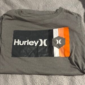 Hurley Gray Tee with Black, White, and Orange Logo